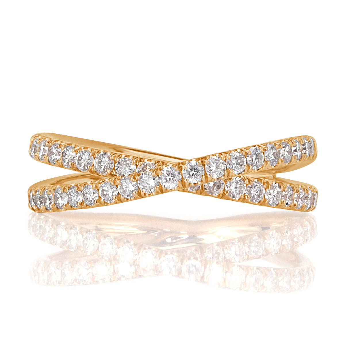 0.85ct Round Brilliant Cut Diamond Crisscross Ring