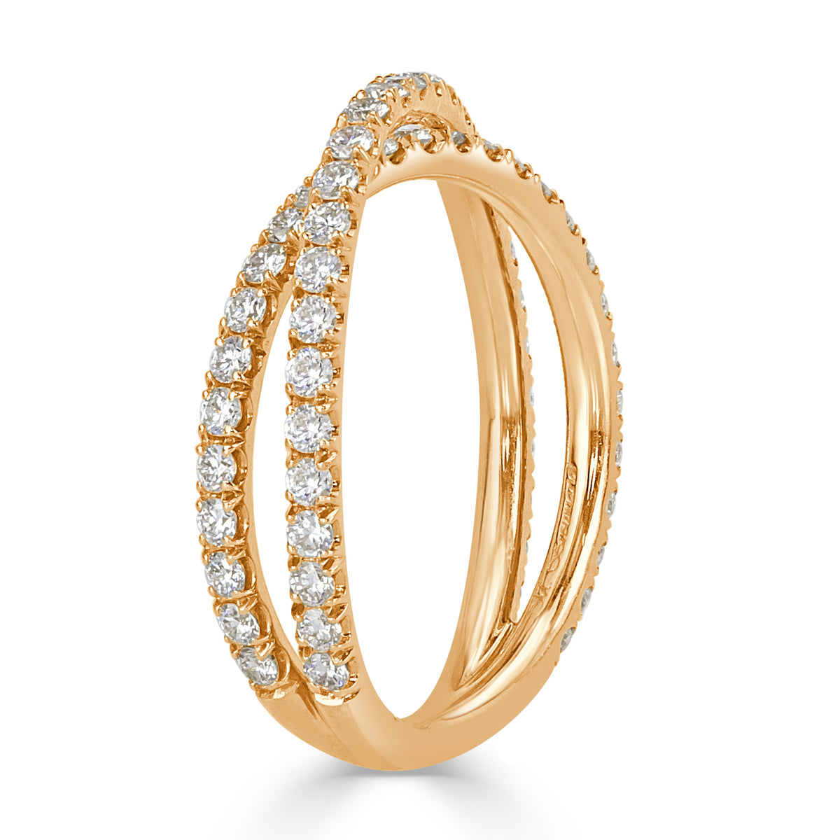 0.85ct Round Brilliant Cut Diamond Crisscross Ring