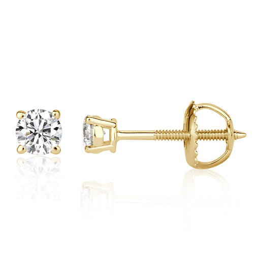 0.60ct Round Brilliant Cut Diamond Stud Earrings in 18k Yellow Gold