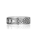 Mens Claddagh Ring in 14k White Gold at 7.0mm