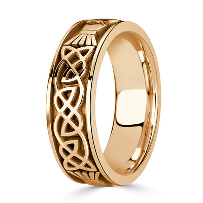Mens Claddagh Ring in 18k Yellow Gold at 7.0mm