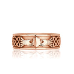 Mens Claddagh Ring in 18k Rose Gold at 7.0mm