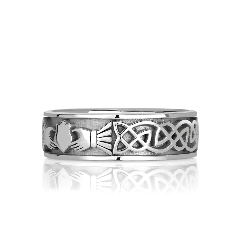 Mens Claddagh Ring in Platinum at 7.0mm