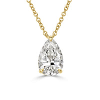 2.01ct Pear Shaped Diamond Pendant in 18K Yellow Gold