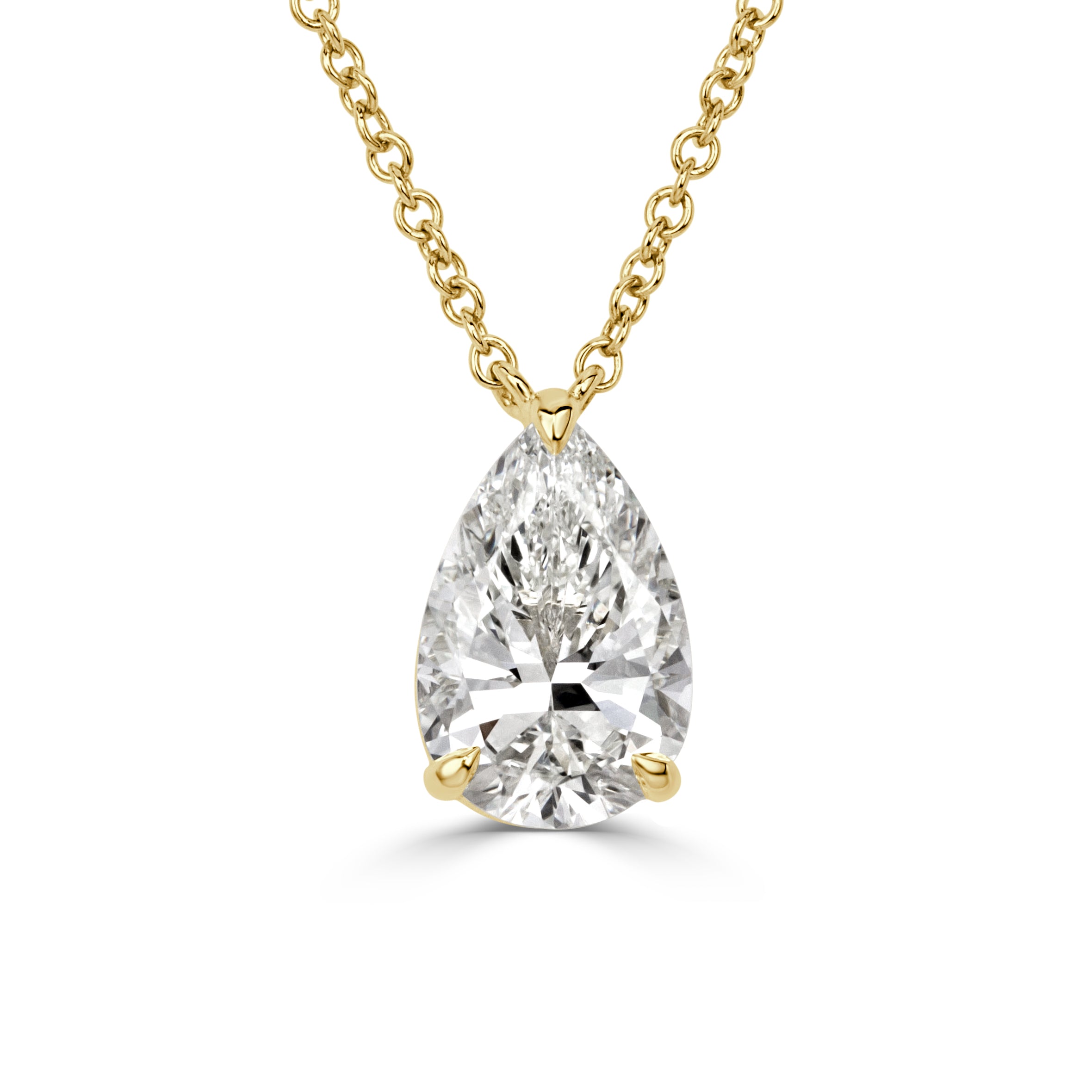 2.01ct Pear Shaped Diamond Pendant in 18K Yellow Gold