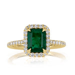 1.92ct Emerald Cut Emerald and Diamond Engagement Ring
