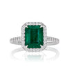 2.71ct Emerald Cut Emerald and Diamond Engagement Ring