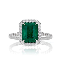2.71ct Emerald Cut Emerald and Diamond Engagement Ring