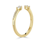 0.28ct Pear Shape and Round Brilliant Cut Diamond Open Band in 18k Yellow Gold
