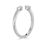 0.28ct Pear Shape and Round Brilliant Cut Diamond Open Band in 18k White Gold