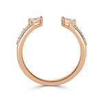 0.28ct Pear Shape and Round Brilliant Cut Diamond Open Band in 18k Rose Gold
