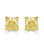 1.20ct Fancy Intense Yellow Cushion Cut Diamond Stud Earrings