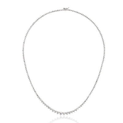 11.30ct Round Brilliant Cut Diamond Graduated Tennis Necklace in 14k White Gold at 16.5"