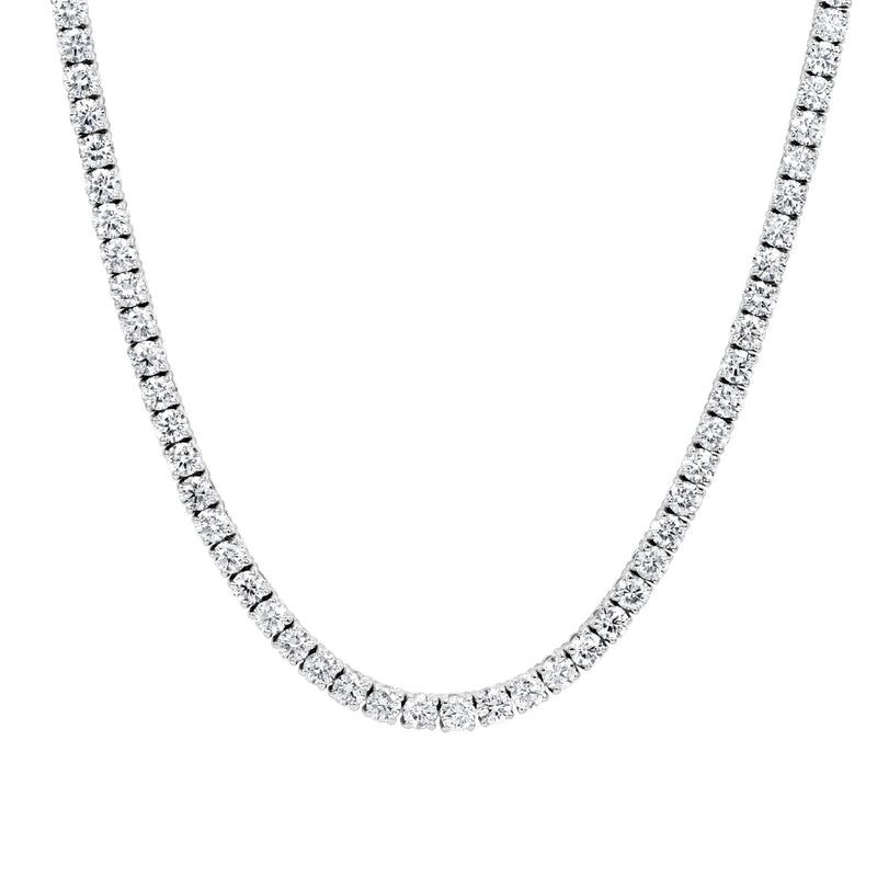 16.89ct Round Brilliant Cut Diamond Tennis Necklace in 14K White Gold