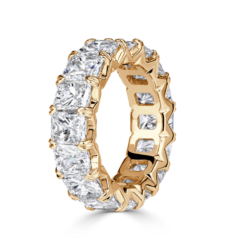 8.30ct Radiant Cut Diamond Eternity Band in 18k Champagne Yellow Gold