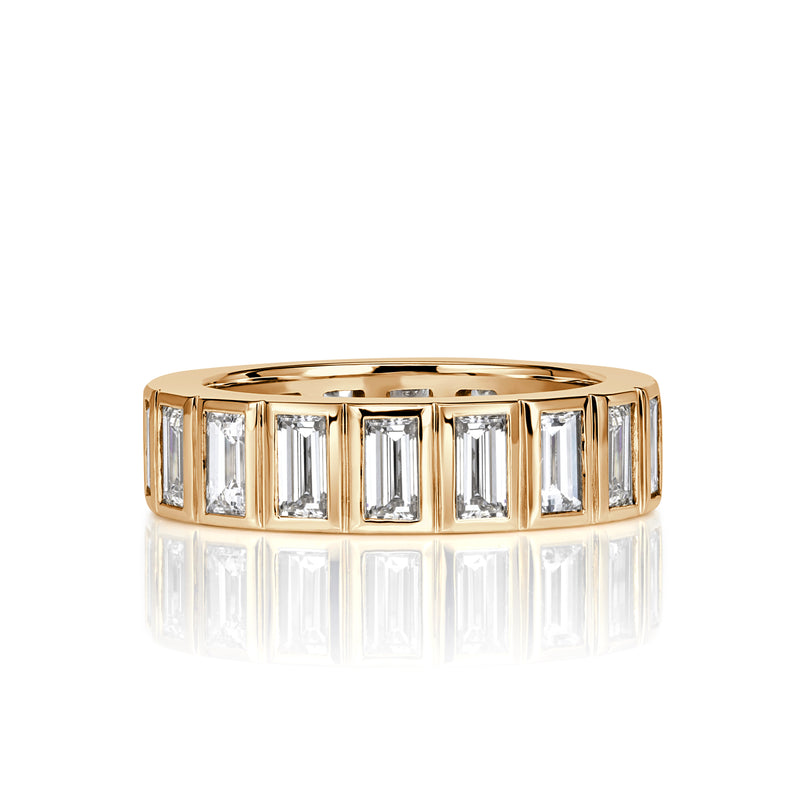 3.41ct Baguette Cut Diamond Eternity Band in 18k Champagne Yellow Gold