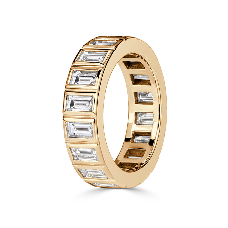 3.41ct Baguette Cut Diamond Eternity Band in 18k Champagne Yellow Gold