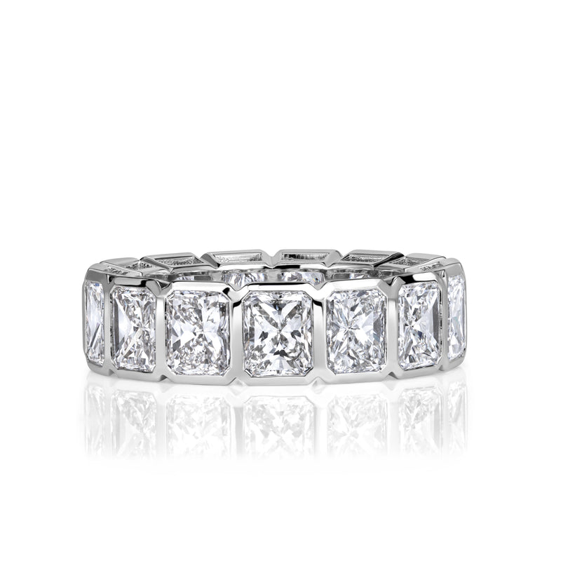 7.78ct Radiant Cut Bezel Set Diamond Eternity Band in 18K White Gold