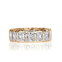 7.78ct Radiant Cut Bezel Set Diamond Eternity Band in 18K Champagne Yellow Gold