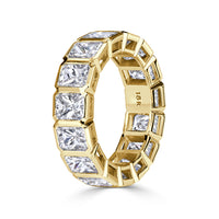 7.78ct Radiant Cut Bezel Set Diamond Eternity Band in 18K Yellow Gold