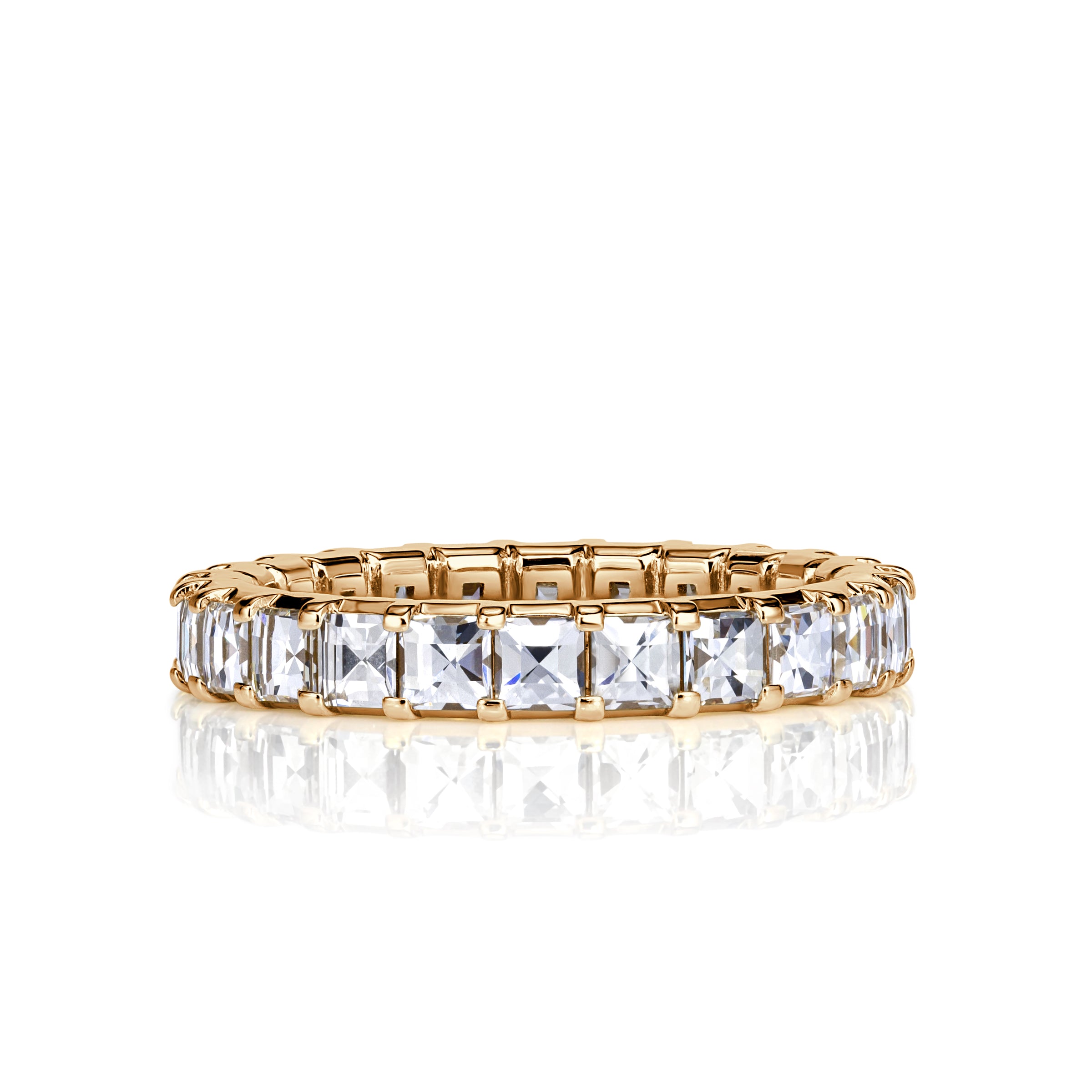 2.40ct Pixel Cut Diamond Eternity Band in 18k Champagne Yellow Gold