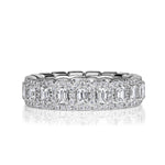 2.11ct Emerald Cut and Round Brilliant Cut Diamond Eternity Band in 18K White Gold