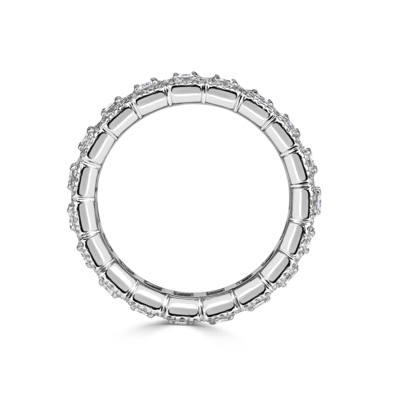 2.11ct Emerald Cut and Round Brilliant Cut Diamond Eternity Band in 18K White Gold