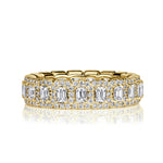 2.11ct Emerald Cut and Round Brilliant Cut Diamond Eternity Band in 18K Yellow Gold