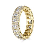 2.11ct Emerald Cut and Round Brilliant Cut Diamond Eternity Band in 18K Yellow Gold