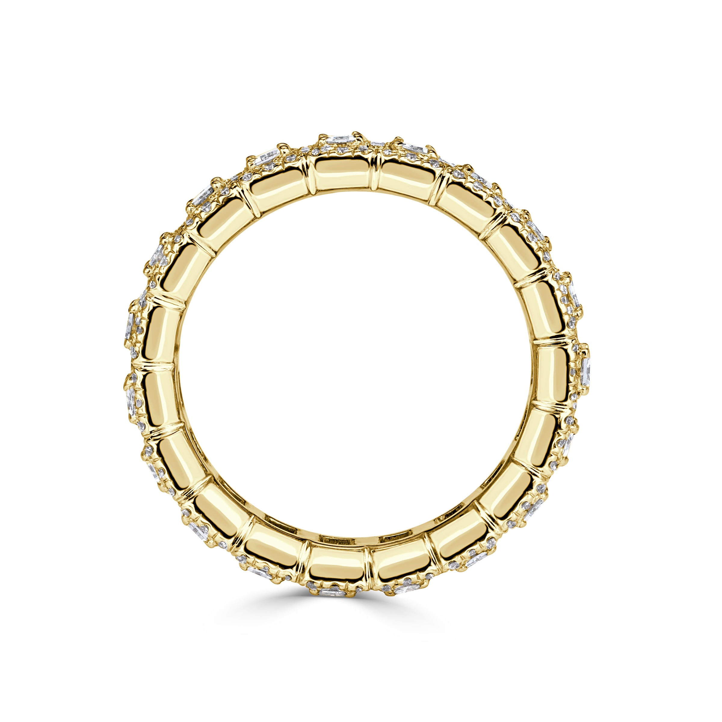 2.11ct Emerald Cut and Round Brilliant Cut Diamond Eternity Band in 18K Yellow Gold