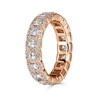 2.11ct Emerald Cut and Round Brilliant Cut Diamond Eternity Band in 18K Rose Gold