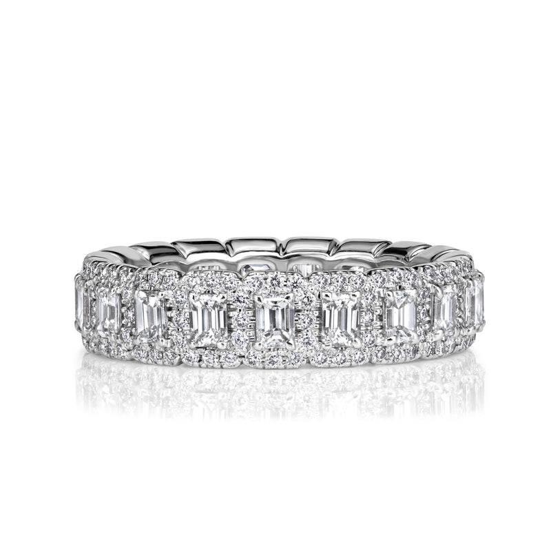 2.11ct Emerald Cut and Round Brilliant Cut Diamond Eternity Band in Platinum