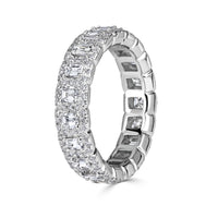 2.11ct Emerald Cut and Round Brilliant Cut Diamond Eternity Band in Platinum