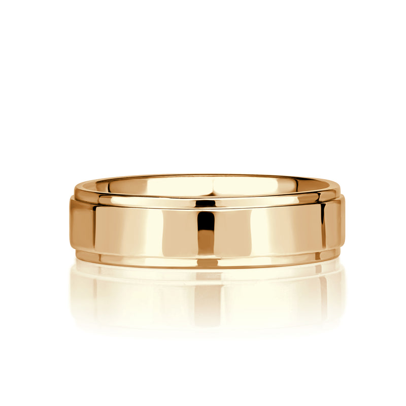 Men's Step Edge Wedding Band in 14K Yellow Gold 6.0mm