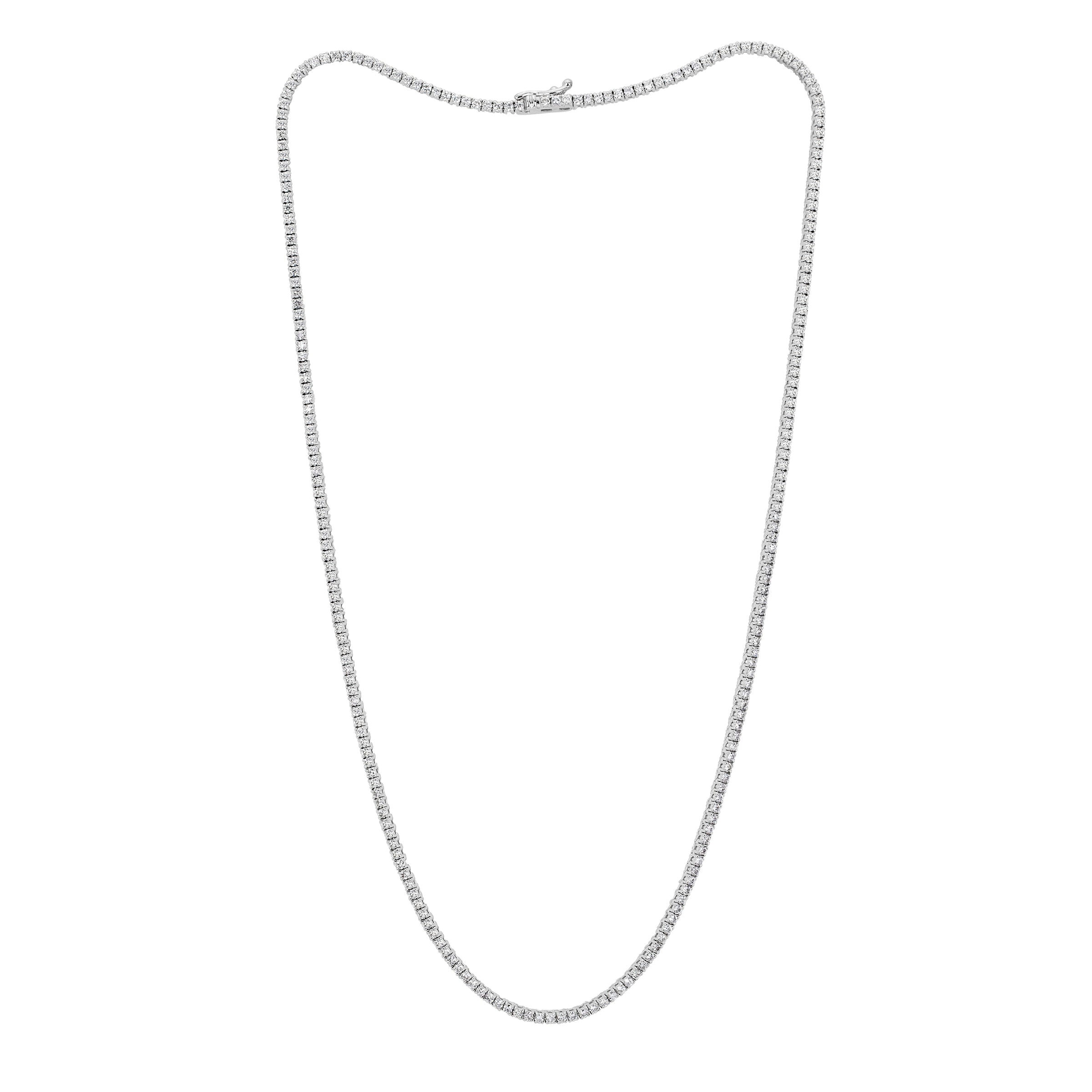 3.72ct Round Brilliant Cut Diamond Tennis Necklace in 14K White Gold