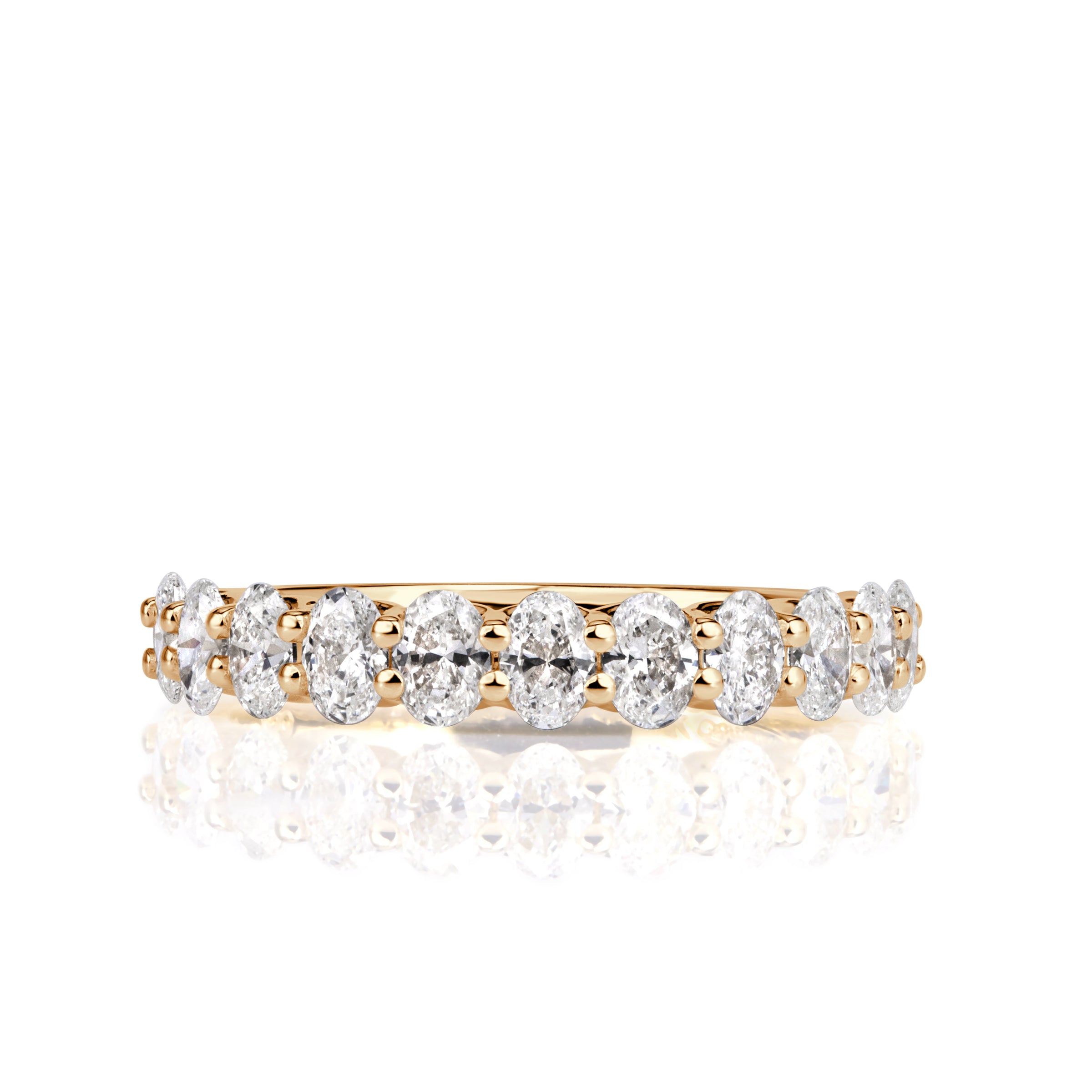 1.16ct Oval Cut Diamond Wedding Band in 18K Champagne Yellow Gold