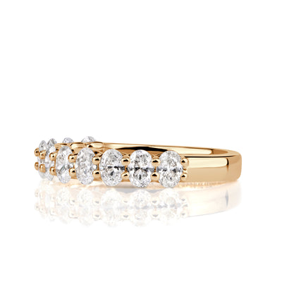 1.16ct Oval Cut Diamond Wedding Band in 18K Champagne Yellow Gold