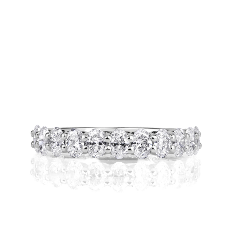 1.16ct Oval Cut Diamond Wedding Band in 18K White Gold
