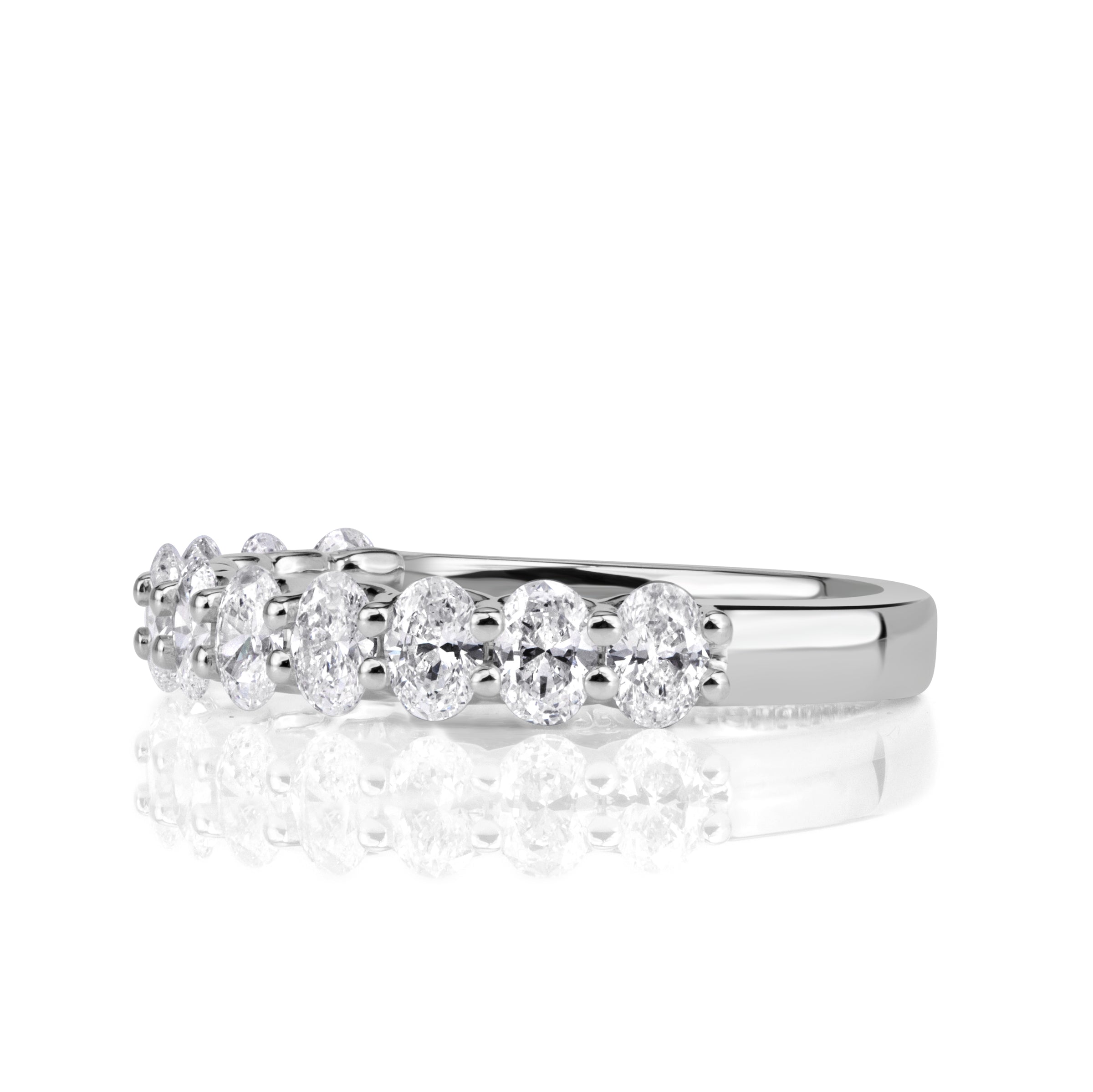 1.16ct Oval Cut Diamond Wedding Band in 18K White Gold