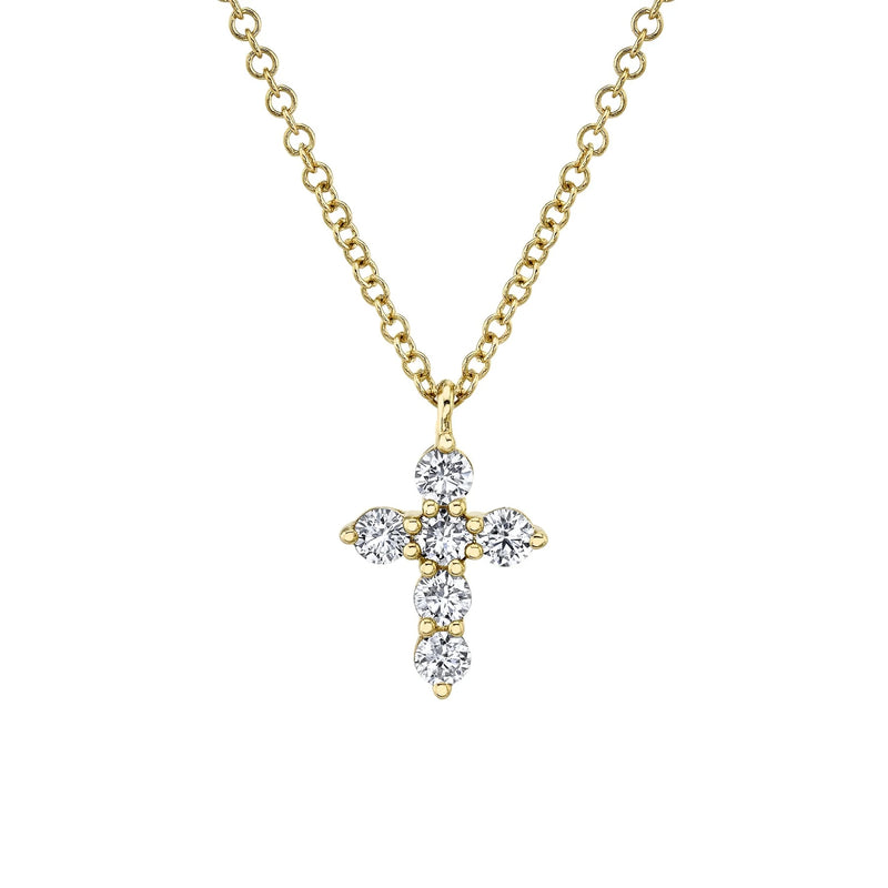 0.25ct Round Brilliant Cut Diamond Cross Necklace in 14K Yellow Gold