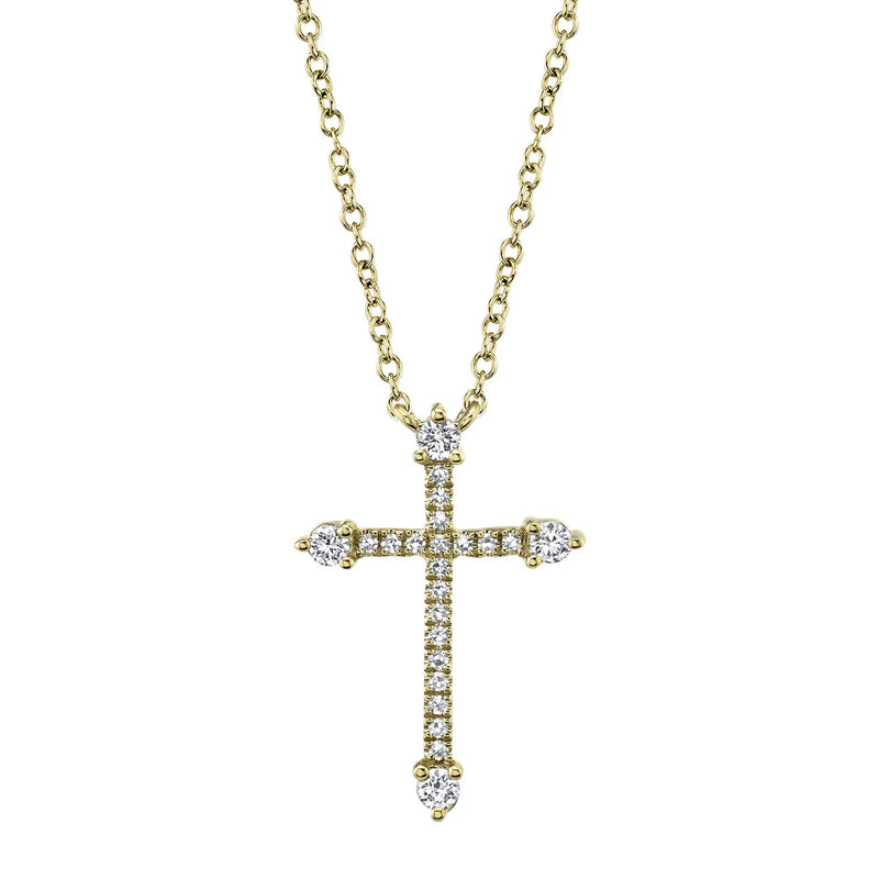 0.17ct Round Brilliant Cut Diamond Cross Necklace in 14K Yellow Gold