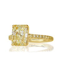3.33ct Fancy Light Yellow Radiant Cut Diamond Engagement Ring