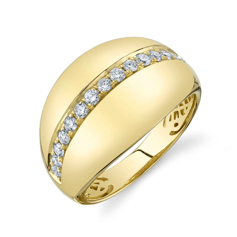 0.43ct Round Brilliant Cut Diamond Domed Ring in 14k Yellow Gold