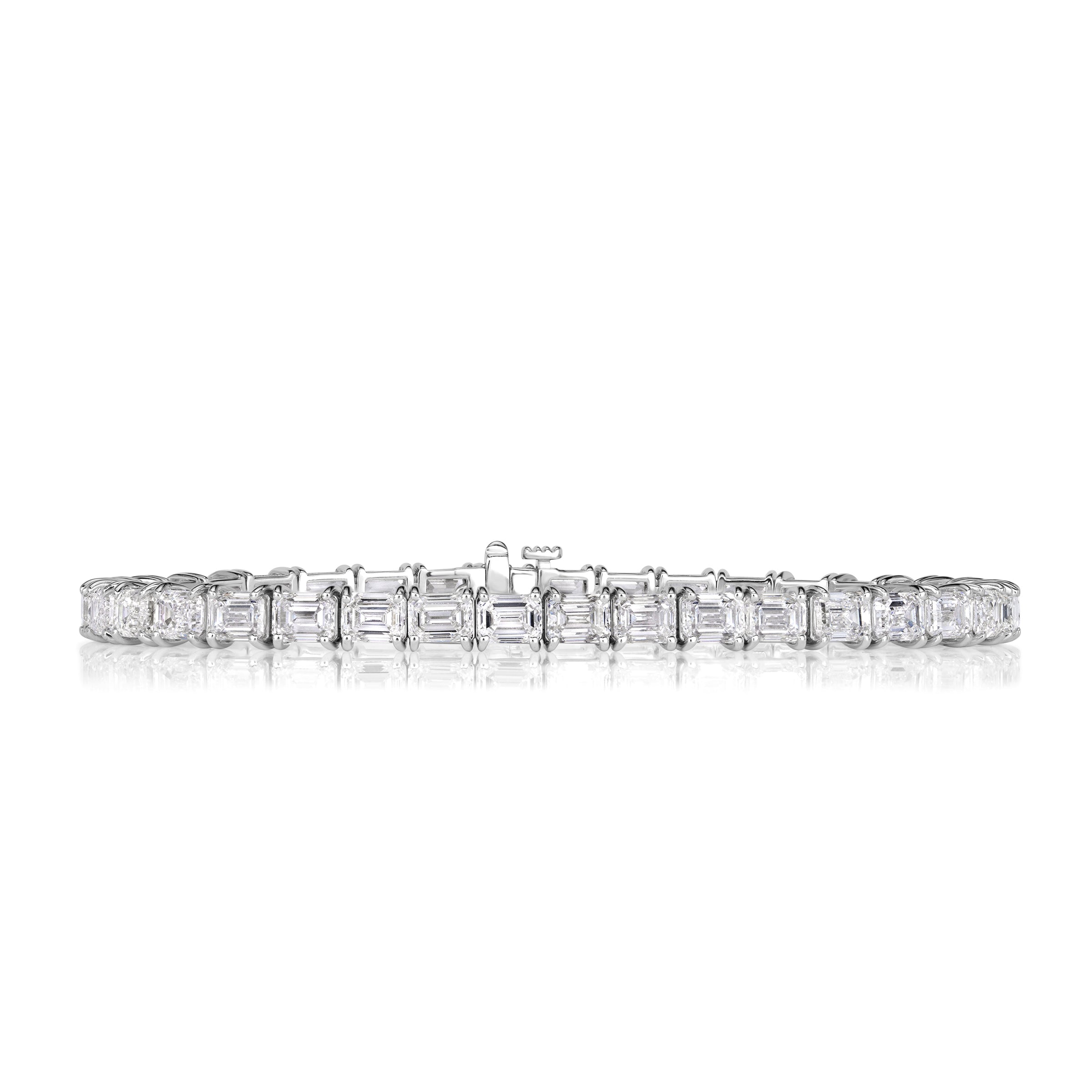 14.98ct Emerald Cut Diamond Tennis Bracelet in 18K White Gold
