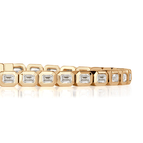 4.36ct Emerald Cut Diamond Bezel Tennis Bracelet in 18K Yellow Gold