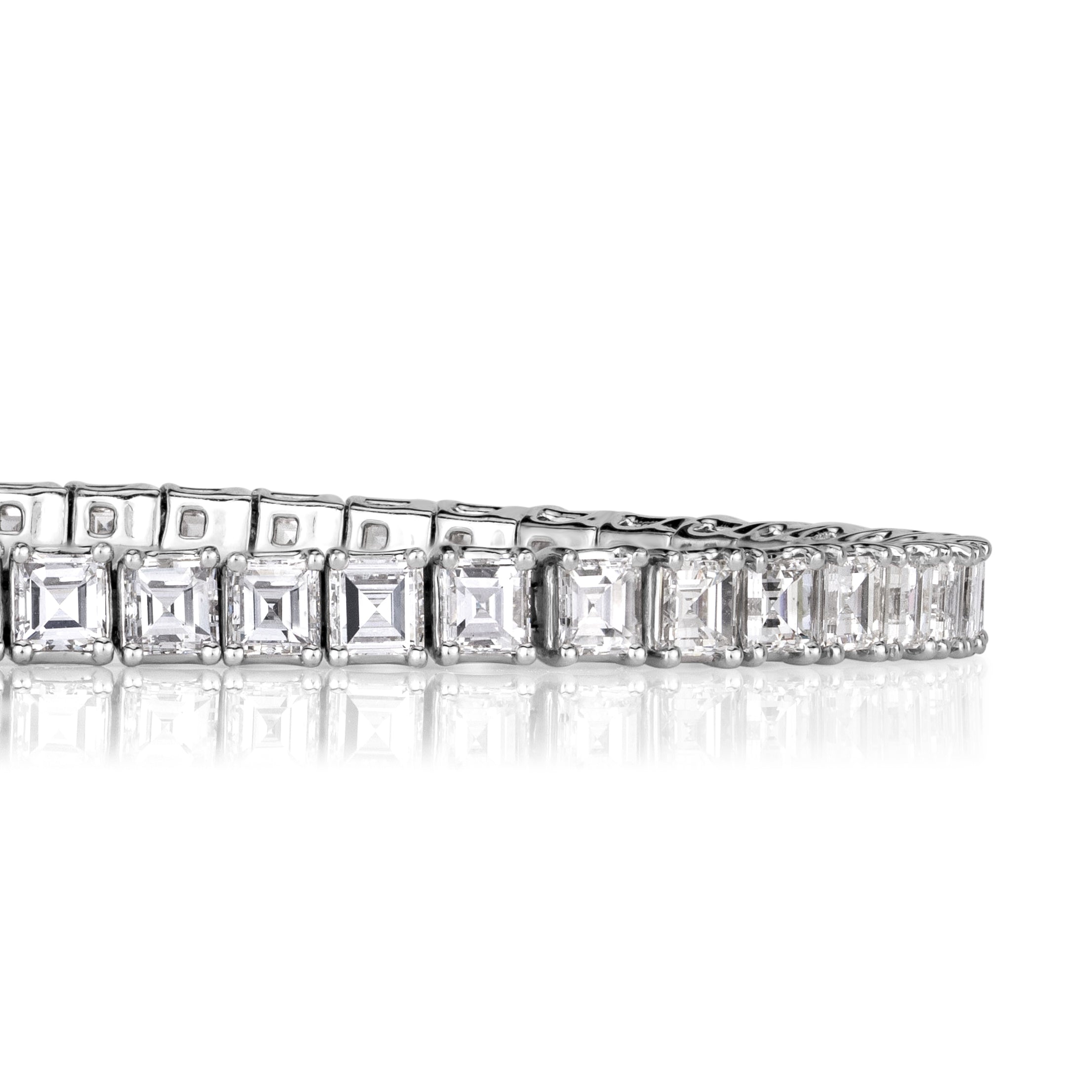 6.64ct Asscher Cut Diamond Tennis Bracelet in 14k White Gold