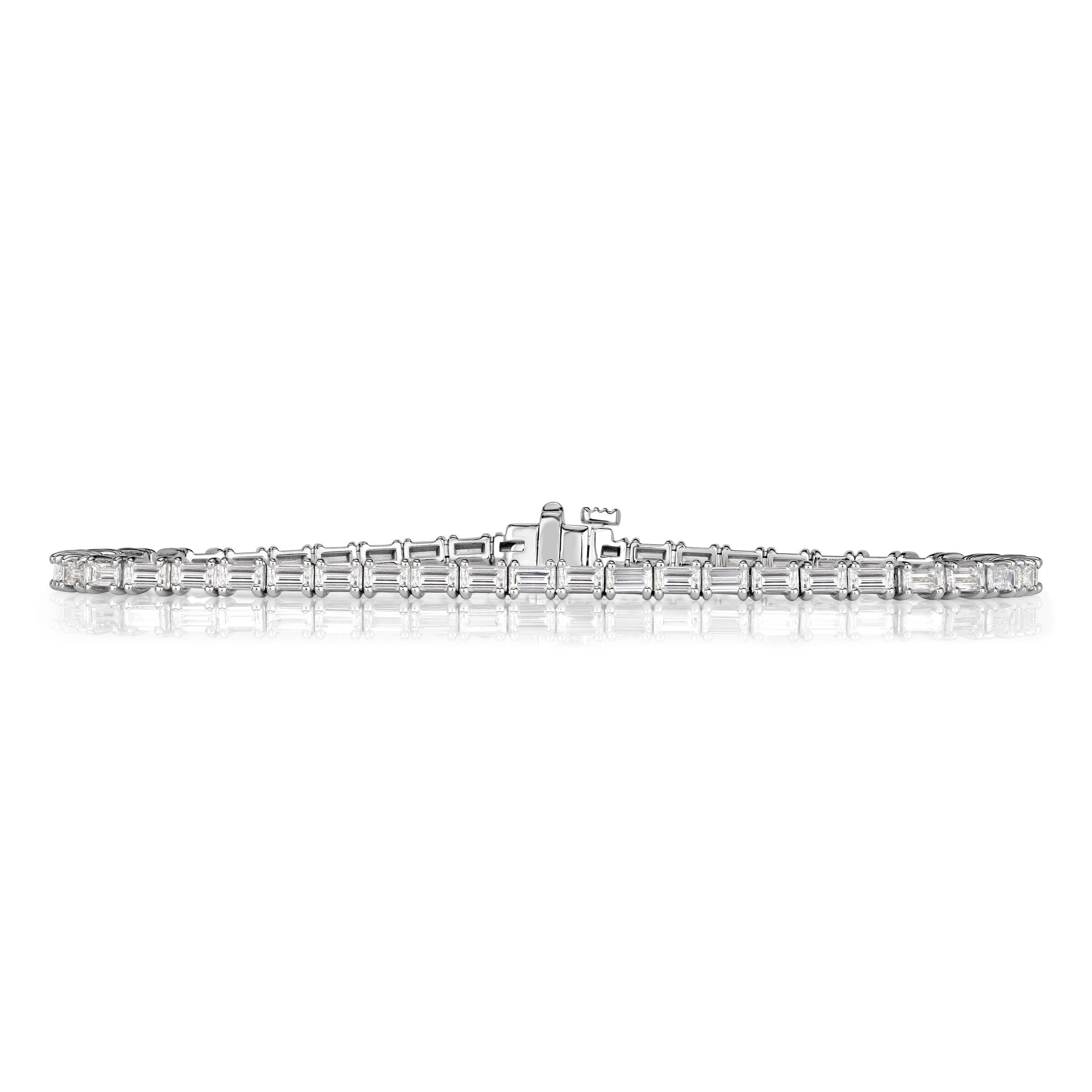 3.82ct Baguette Cut Diamond Tennis Bracelet in 18K White Gold