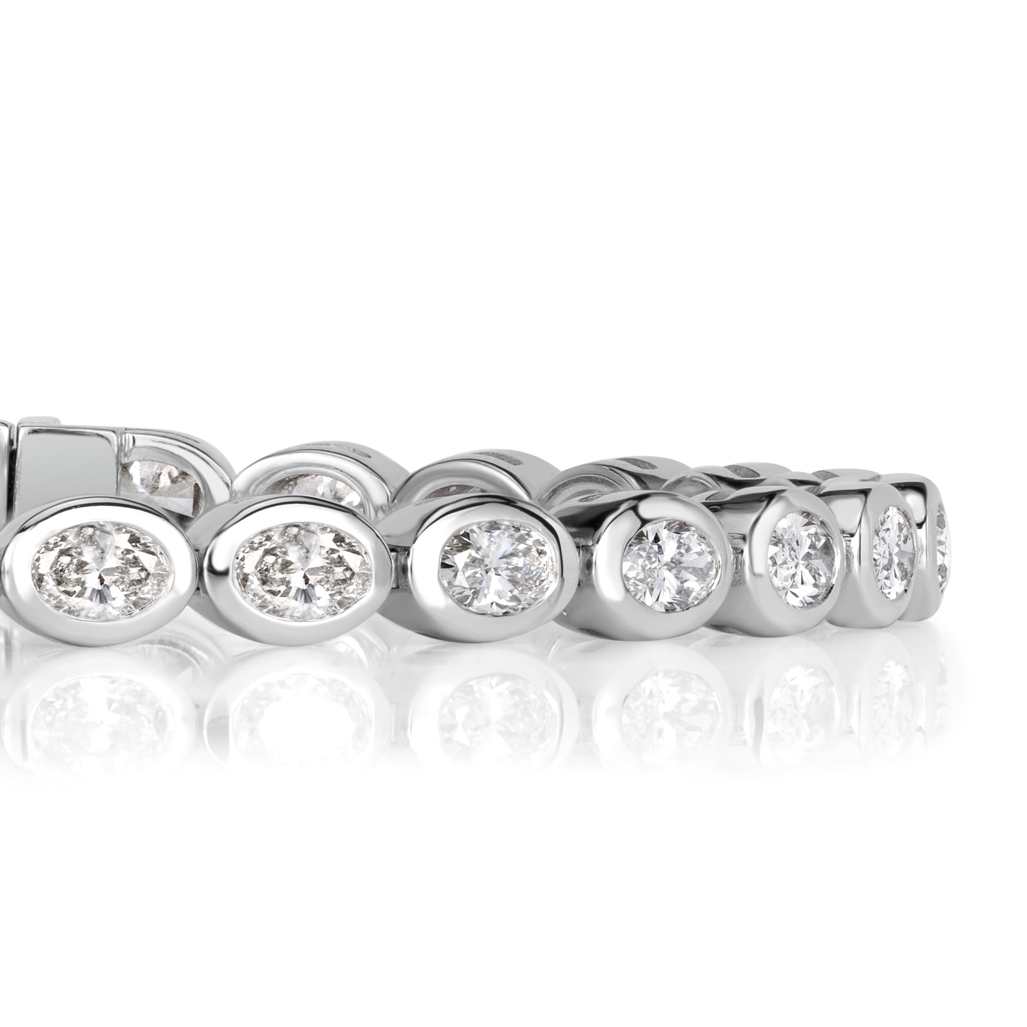4.46ct Oval Cut Diamond Bezel Tennis Bracelet in 18K White Gold