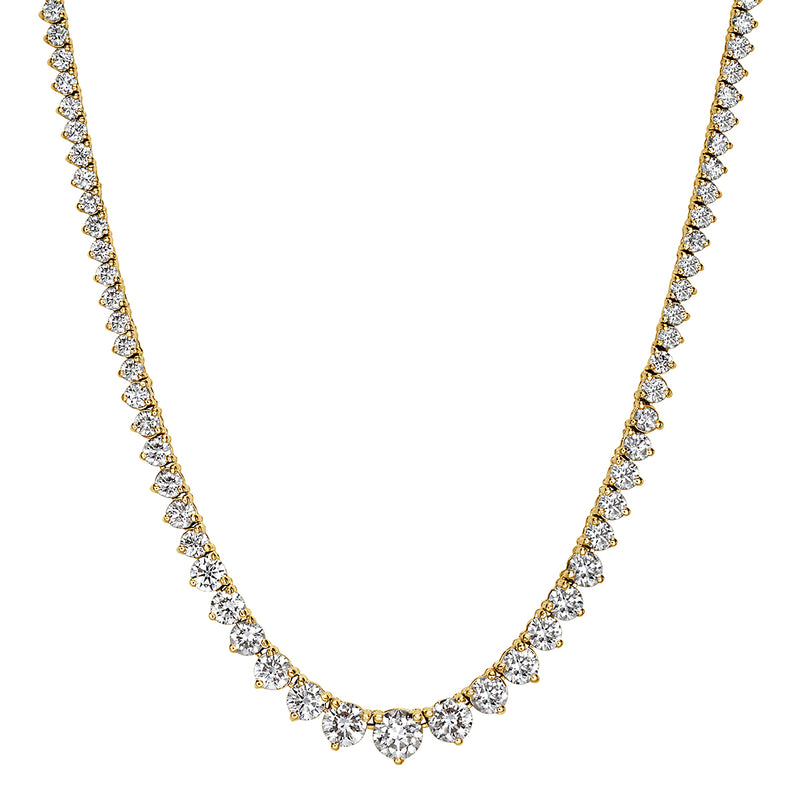 9.33ct Round Brilliant Cut Diamond Graduated Tennis Necklace