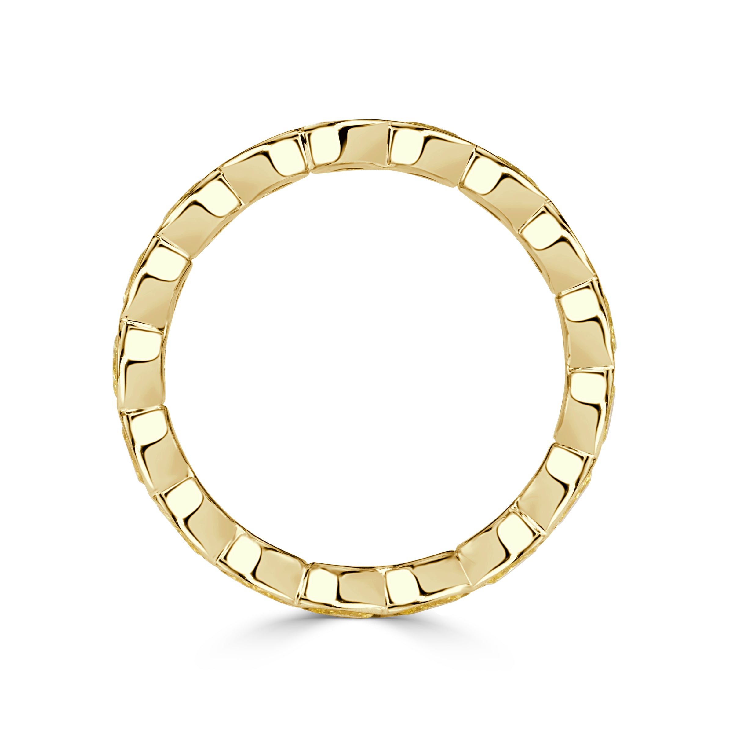 1.90ct Fancy Yellow Oval Cut Diamond Bezel Eternity Band in 18k Yellow Gold